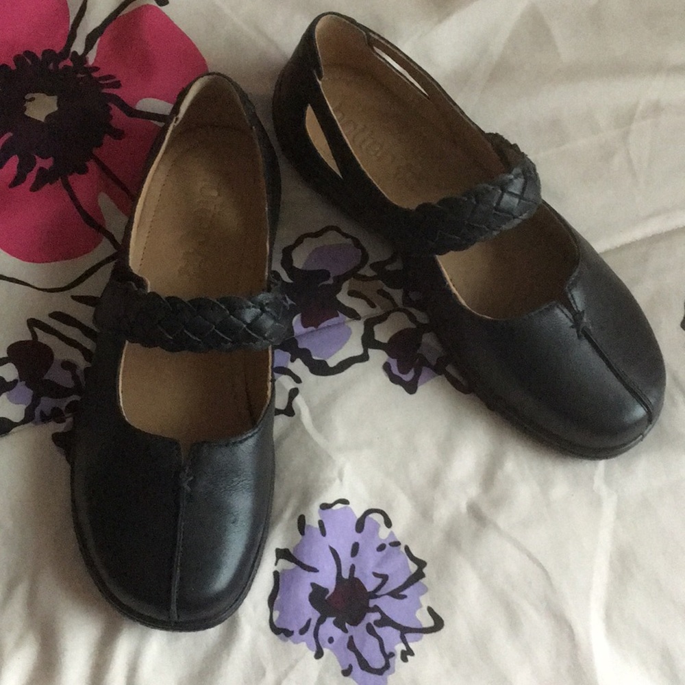 hotter Black Braided-Strap Mary Jane Flats